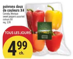 Marché Adonis POIVRONS DOUX DE COULEURS X4 | SWEET PEPPERS ASSORTED COLOURS X4 offer