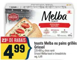 Marché Adonis TOASTS MELBA OU PAINS GRILLÉS GRISSOL | GRISSOL MELBA TOAST OR BREADSTICKS offer