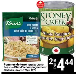 Pasquier Pommes de terre Stoney Creek ou Plat d'accompagnement Sidekicks Knorr offer
