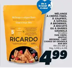 IGA RICARDO THIN CREPE, WAFFLE, BROWNIE, CAKE, COOKIE OR GRANOLA BAR MIX offer