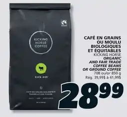 IGA KICKING HORSE ORGANIC AND FAIR TRADE COFFEE BEANS OR GROUND COFFEE offer