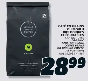 IGA KICKING HORSE ORGANIC AND FAIR TRADE COFFEE BEANS OR GROUND COFFEE offer