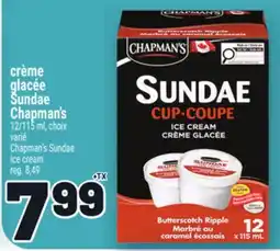 Metro CRÈME GLACÉE SUNDAE CHAPMAN | CHAPMAN'S SUNDAE ICE CREAM offer