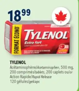 Familiprix TYLENOL, Acetaminophen, 500 mg, 200 tablets, 200 caplets or Action Rapid Release, 120 gelcaps offer