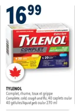 Familiprix TYLENOL, Complete, cold, cough and flu, 40 caplets or 40 liquid gels offer