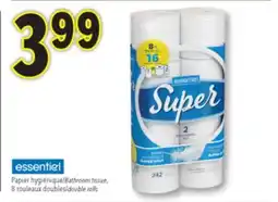 Familiprix ESSENTIEL, Bathroom tissue, 8 double rolls offer