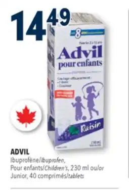 Familiprix ADVIL, Ibuprofen, Children's, 230 ml or Junior, 40 tablets offer