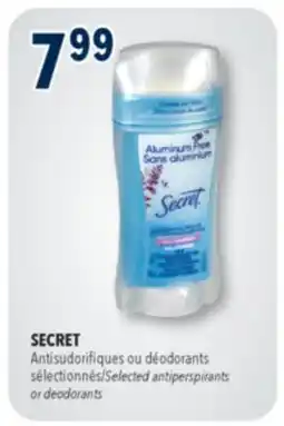 Familiprix SECRET, Selected antiperspirants or deodorants … offer