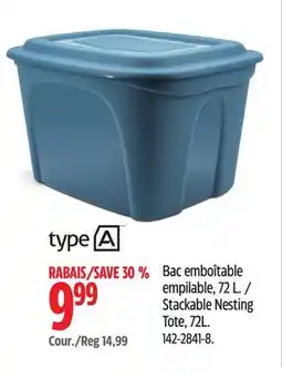 Canadian Tire type A Stackable Nesting Tote, 72L offer