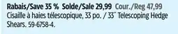 Canadian Tire 33 Telescoping Hedge Shears offer