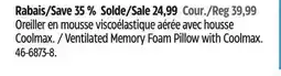 Canadian Tire For Living Ventilated Memory Foam Pillow with Coolmax offer