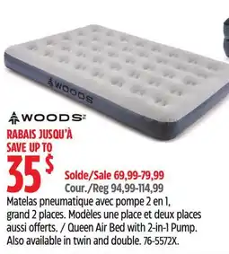 Canadian Tire WOODS Queen Air Bed with 2-in-1 Pump offer