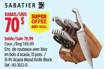 Canadian Tire 13-Pc Acacia Wood Knife Block Set offer