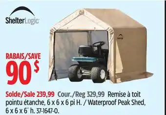 Canadian Tire ShelterLogic Waterproof Peak Shed offer