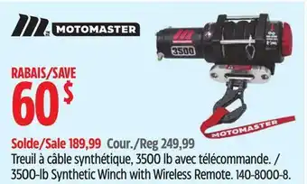 Canadian Tire MotoMaster 3500-lb Synthetic Winch with Wireless Remote offer