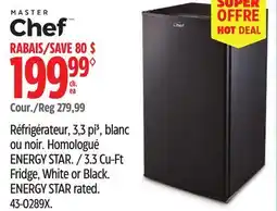 Canadian Tire Master Chef 3.3 Cu-Ft Fridge, White or Black. ENERGY STAR rated offer