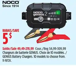 Canadian Tire NOCO GENIUS Battery Chargers offer