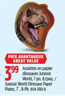 Canadian Tire Jurassic World Dinosaur Paper Plates, 7˝, 8-Pk offer