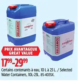 Canadian Tire Selected Water Containers, 10L-23L offer