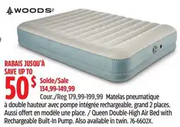 Canadian Tire Woods Queen Double-High Air Bed with Rechargeable Built-In Pump offer