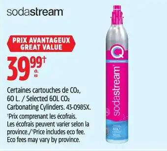 Canadian Tire Selected SodaStream 60L CO2 Carbonating Cylinders offer