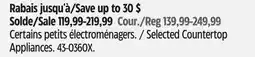 Canadian Tire Selected Countertop Appliances offer