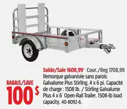 Canadian Tire Stirling Galvalume Plus 4 x 6´ Open-Rail Trailer offer