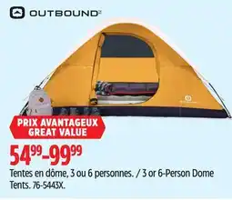Canadian Tire Outbound 3 or 6-Person Dome Tents offer