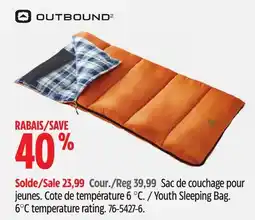 Canadian Tire Outbound Youth Sleeping Bag. 6°C temperature rating offer