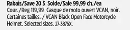 Canadian Tire VCAN Black Open Face Motorcycle Helmet offer