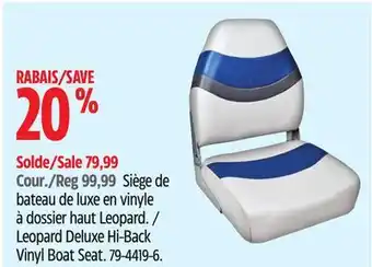 Canadian Tire Leopard Deluxe Hi-Back Vinyl Boat Seat offer