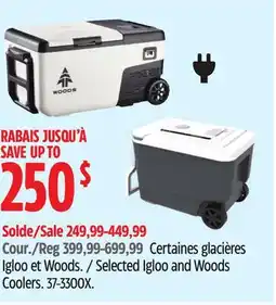 Canadian Tire Selected Igloo and Woods Coolers offer