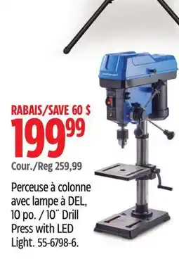 Canadian Tire Mastercraft 10˝ Drill Press with LED Light offer