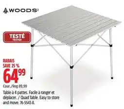 Canadian Tire Woods Quad Table offer