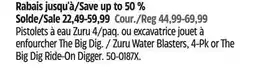 Canadian Tire Zuru Water Blasters, 4-Pk or The Big Dig Ride-On Digger offer