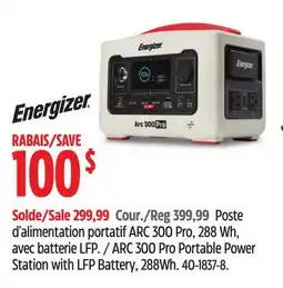 Canadian Tire Energizer ARC 300 Pro Portable Power Station with LFP Battery, 288Wh offer