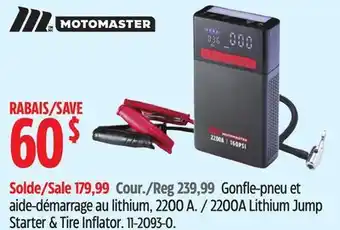 Canadian Tire Motomaster 2200A Lithium Jump Starter & Tire Inflator offer