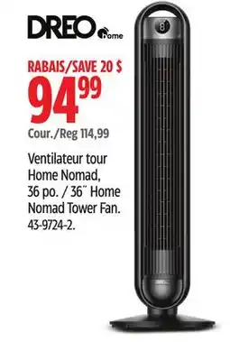 Canadian Tire Dreo Home 36˝ Home Nomad Tower Fan offer