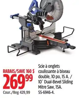 Canadian Tire 10˝ Dual-Bevel Sliding Mitre Saw, 15A offer