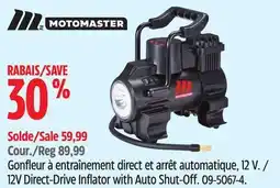 Canadian Tire MOTOMASTER 12V Direct-Drive Inflator with Auto Shut-Off offer