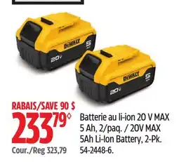 Canadian Tire DeWALT 20V MAX 5Ah Li-Ion Battery, 2-Pk offer