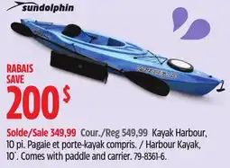 Canadian Tire Sundolphin Harbour Kayak, 10´. Comes with paddle and carrier offer