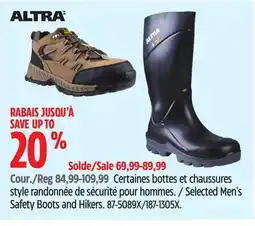 Canadian Tire Selected Men's Safety Boots and Hikers offer