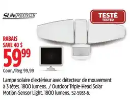 Canadian Tire Outdoor Triple-Head Solar Motion-Sensor Light offer