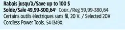 Canadian Tire Selected 20V Cordless Power Tools offer