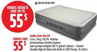 Canadian Tire WOODS Queen Double-High Air Bed with Built-in 120V Pump offer