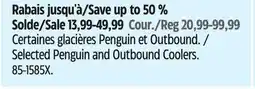 Canadian Tire Selected Penguin and Outbound Coolers offer