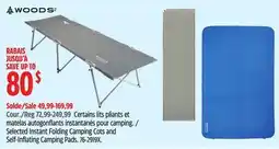 Canadian Tire Selected Woods Instant Folding Camping Cots and Self-Inflating Camping Pads offer