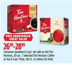 Canadian Tire Selected Tim Hortons Coffee or Tea K-Cup Pods offer