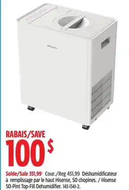 Canadian Tire Hisense 50-Pint Top-Fill Dehumidifier offer